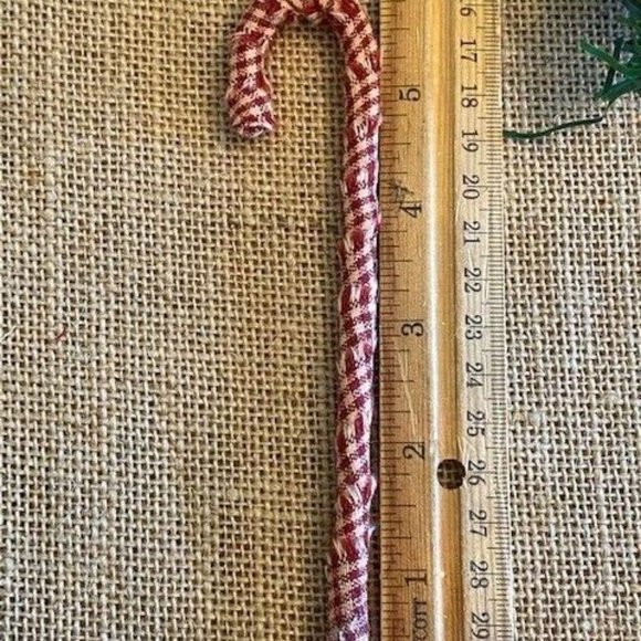 12 Primitive 6" BARN RED Fabric Candy Canes Christmas Ornaments farmhouse decor - Picture 5 of 6